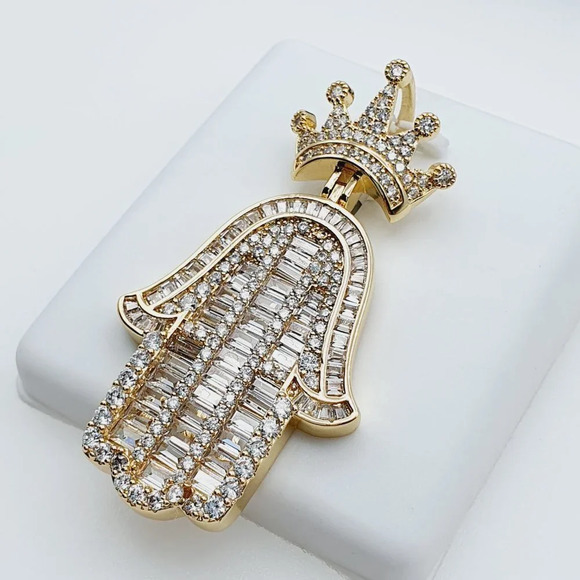 "14K Gold Plated Cubic Zircon Pendant, EVBRS620 - Picture 3 of 10